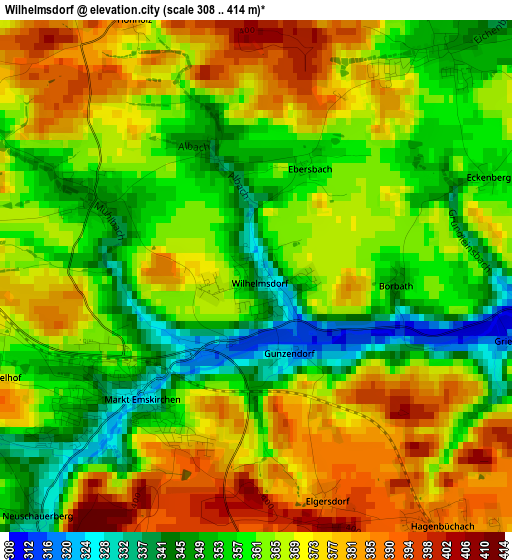 Wilhelmsdorf elevation map