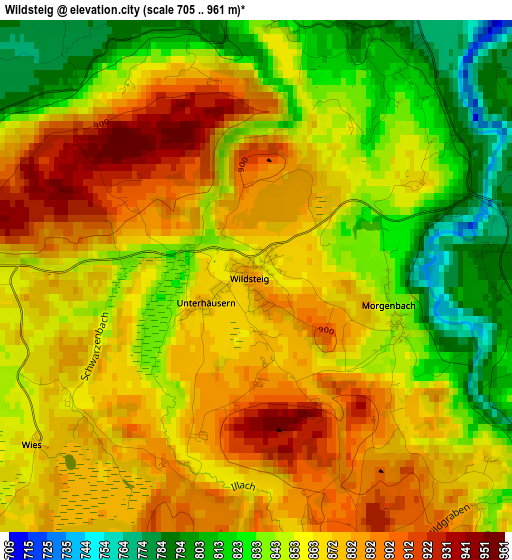 Wildsteig elevation map