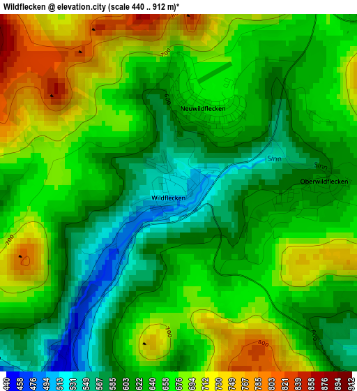 Wildflecken elevation map