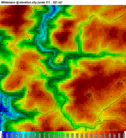 Wildemann elevation map