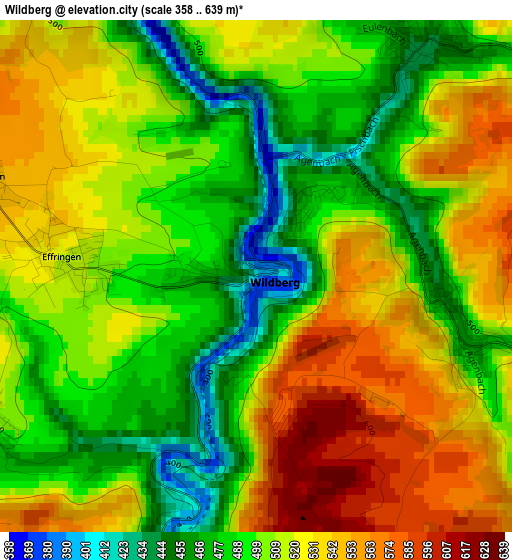 Wildberg elevation map