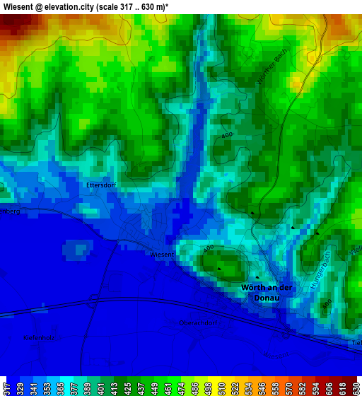 Wiesent elevation map