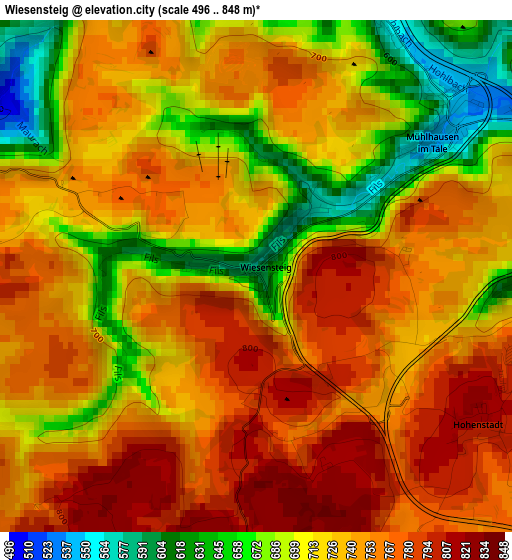 Wiesensteig elevation map