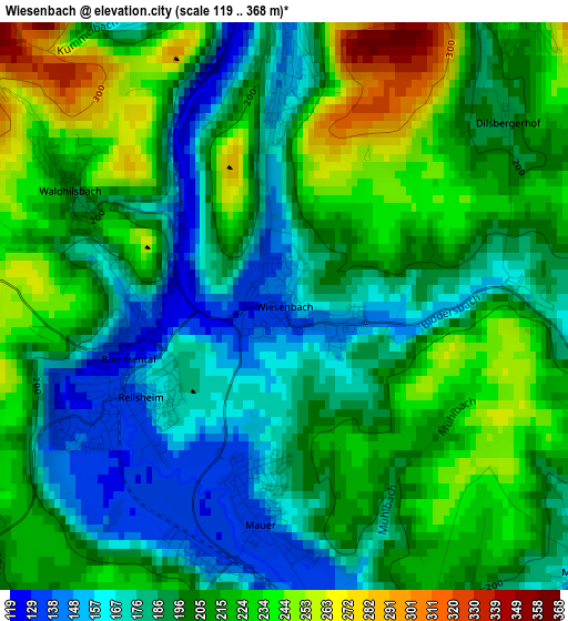 Wiesenbach elevation map