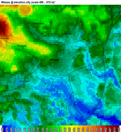 Wiesau elevation map