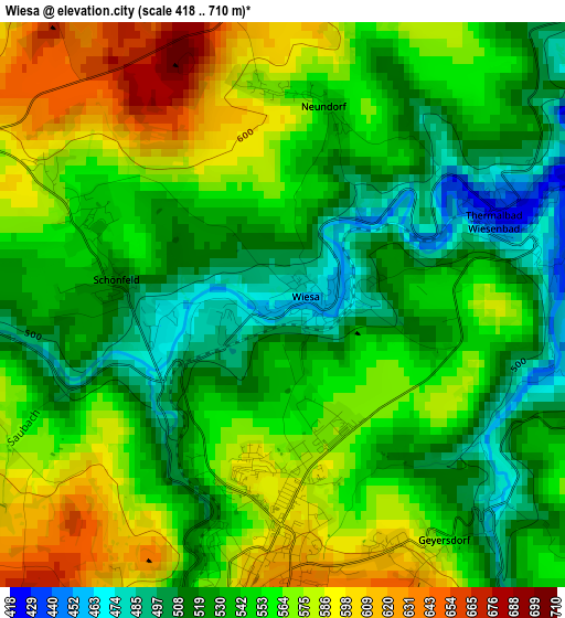 Wiesa elevation map