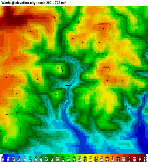 Wieda elevation map