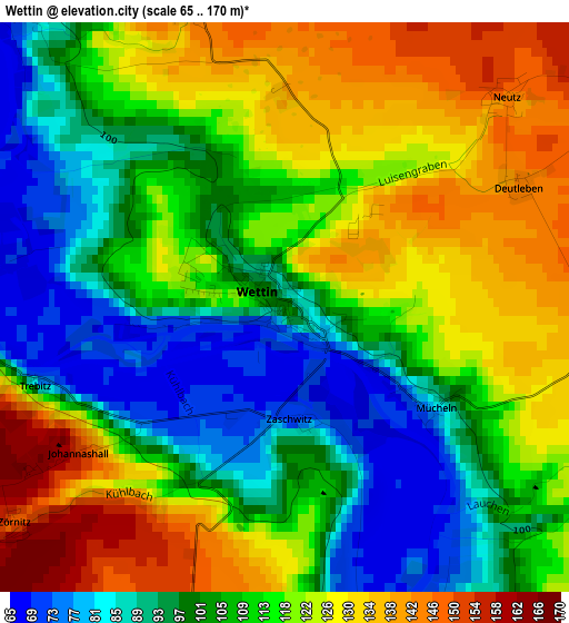 Wettin elevation map