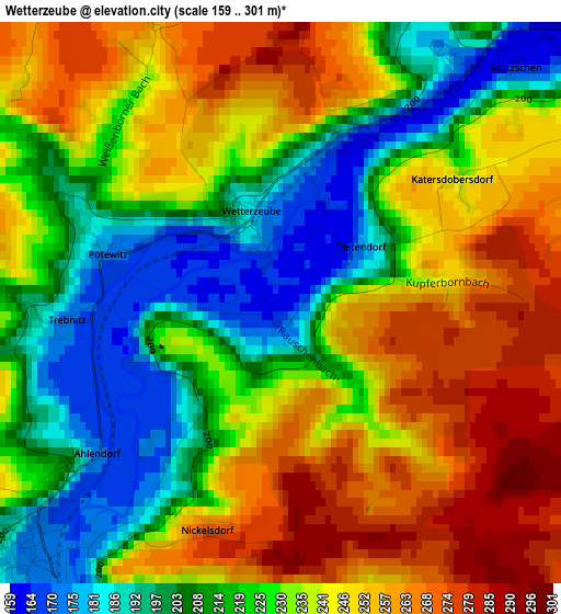 Wetterzeube elevation map