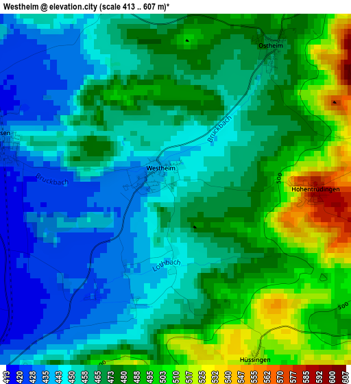 Westheim elevation map