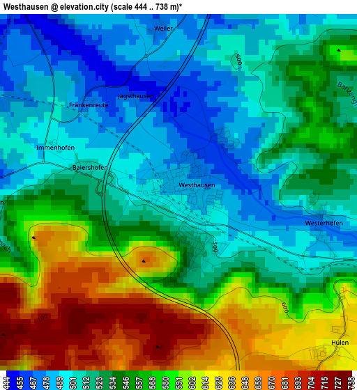 Westhausen elevation map