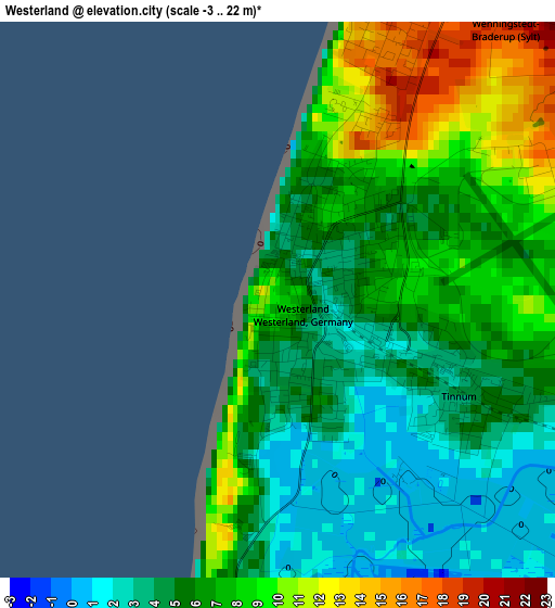 Westerland elevation map