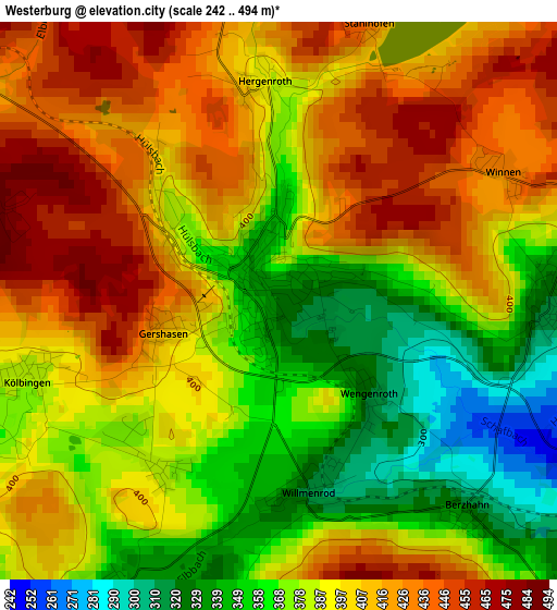 Westerburg elevation map