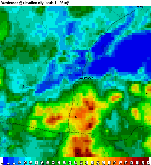 Westensee elevation map