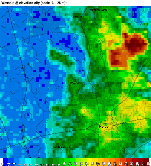 Wesseln elevation map