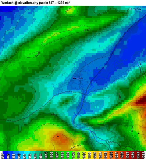 Wertach elevation map