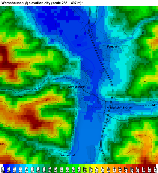 Wernshausen elevation map