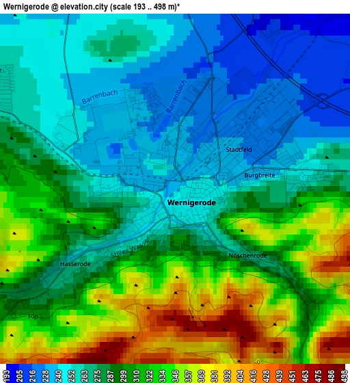 Wernigerode elevation map