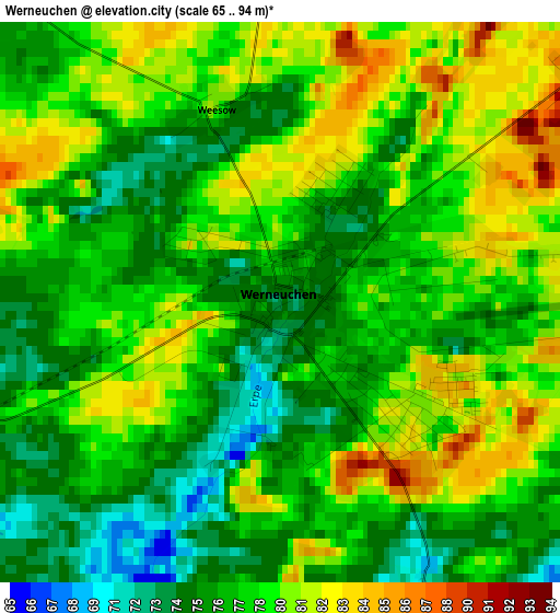 Werneuchen elevation map