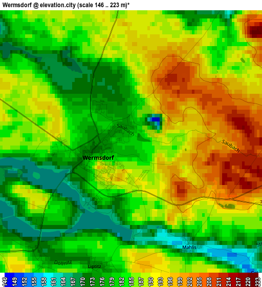 Wermsdorf elevation map