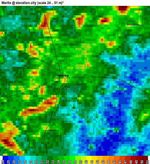 Werlte elevation map