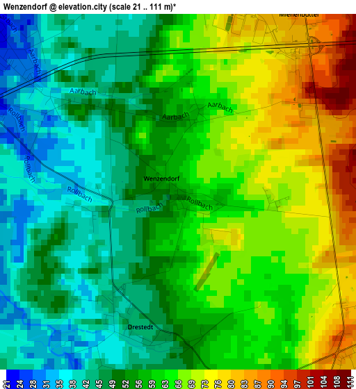 Wenzendorf elevation map