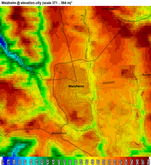 Welzheim elevation map