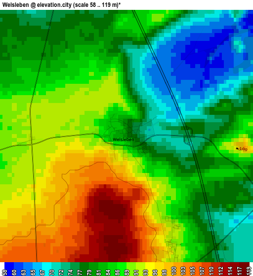Welsleben elevation map