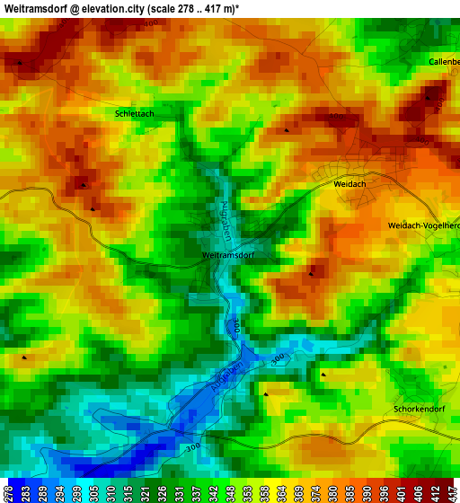 Weitramsdorf elevation map