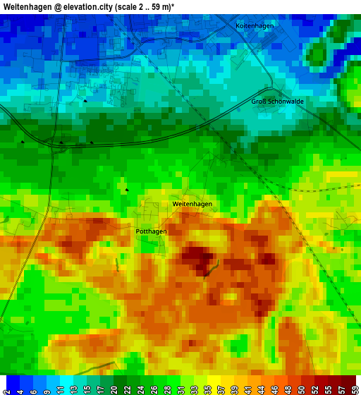 Weitenhagen elevation map