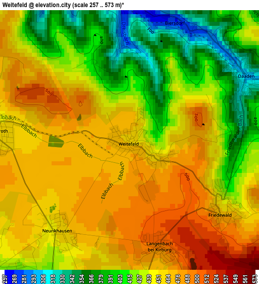 Weitefeld elevation map