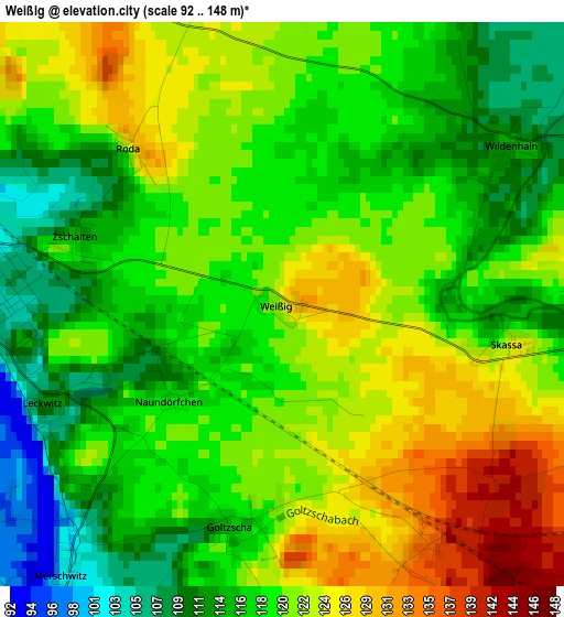 Weißig elevation map