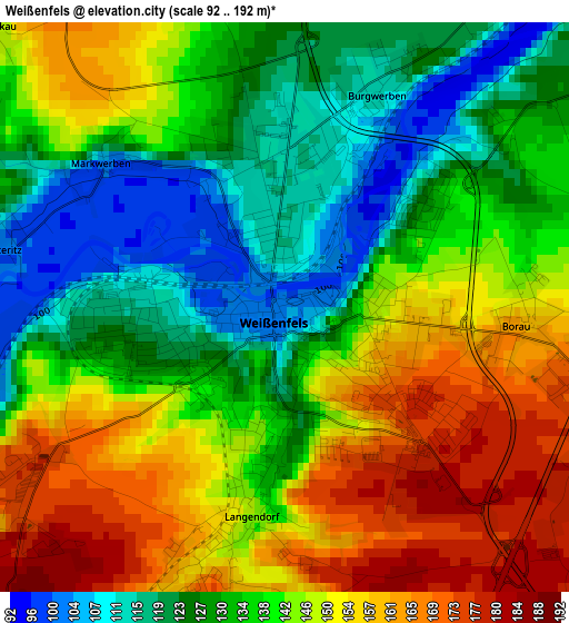 Weißenfels elevation map