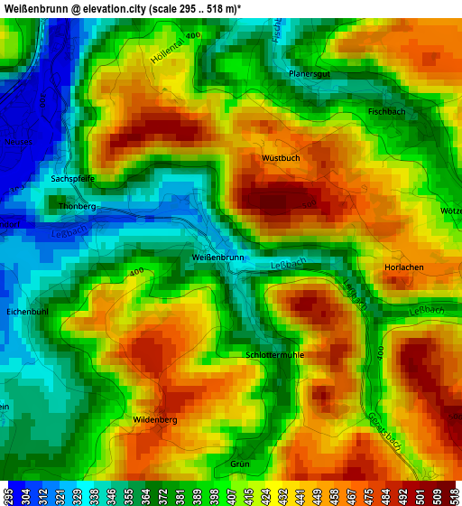 Weißenbrunn elevation map