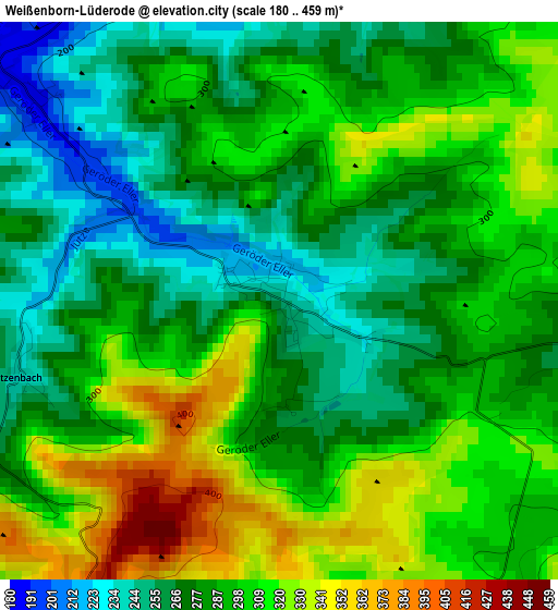 Weißenborn-Lüderode elevation map