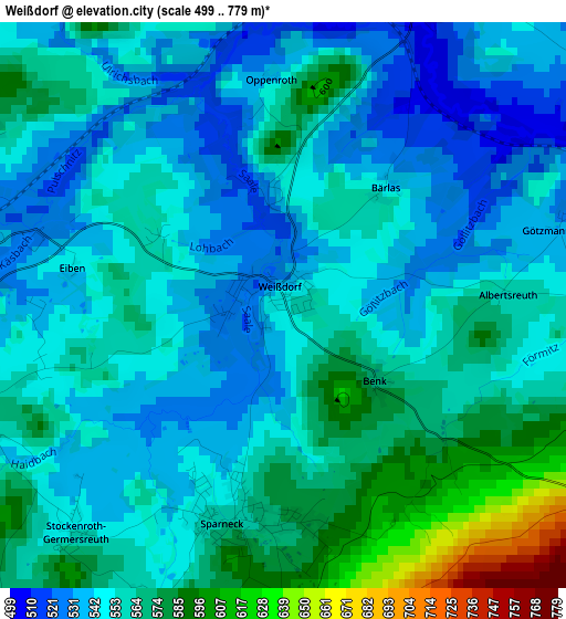 Weißdorf elevation map