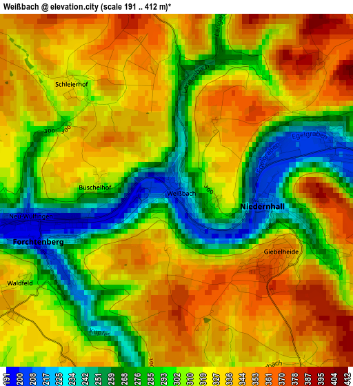 Weißbach elevation map