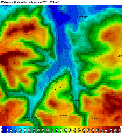 Weismain elevation map