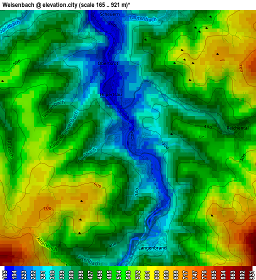 Weisenbach elevation map