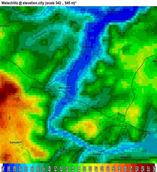 Weischlitz elevation map