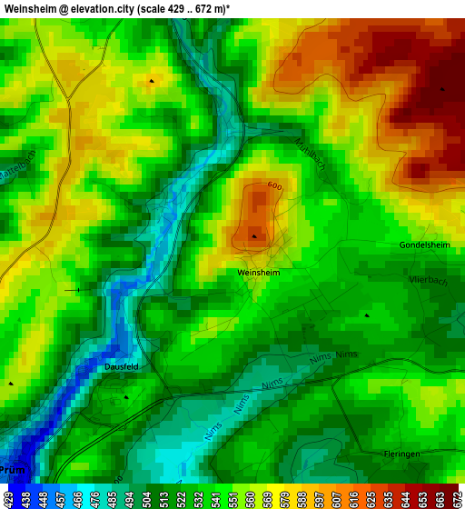 Weinsheim elevation map