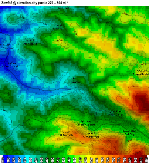 Zawātā elevation map