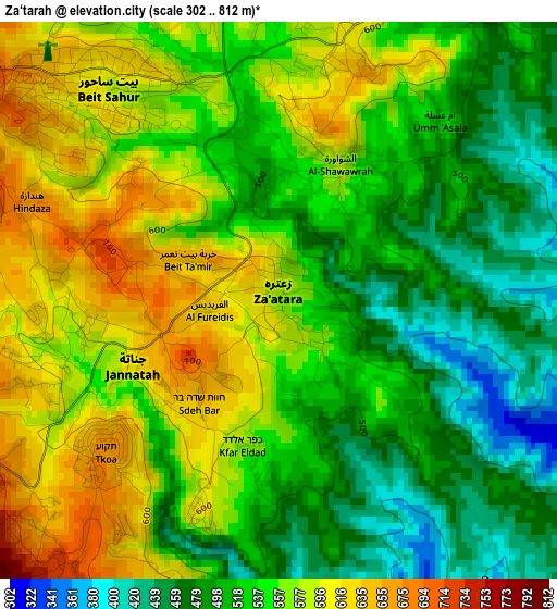 Za‘tarah elevation map