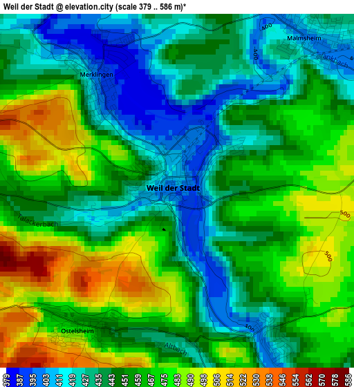 Weil der Stadt elevation map