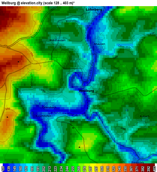 Weilburg elevation map