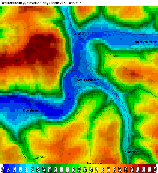 Weikersheim elevation map