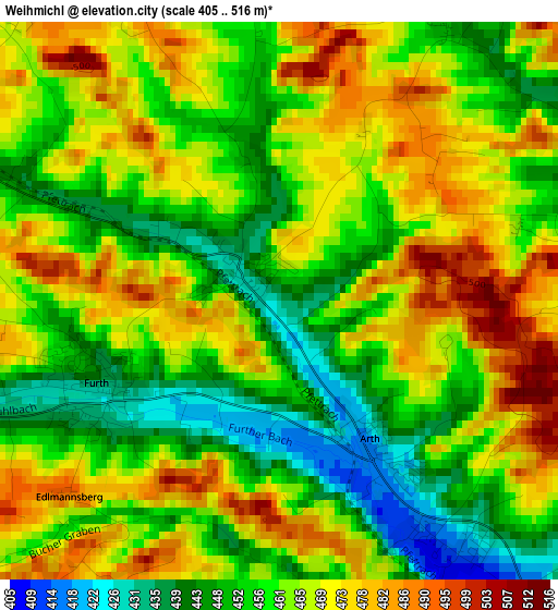 Weihmichl elevation map