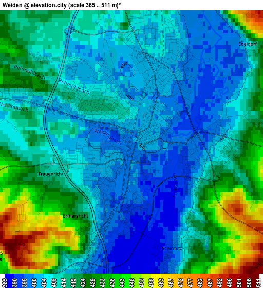 Weiden elevation map