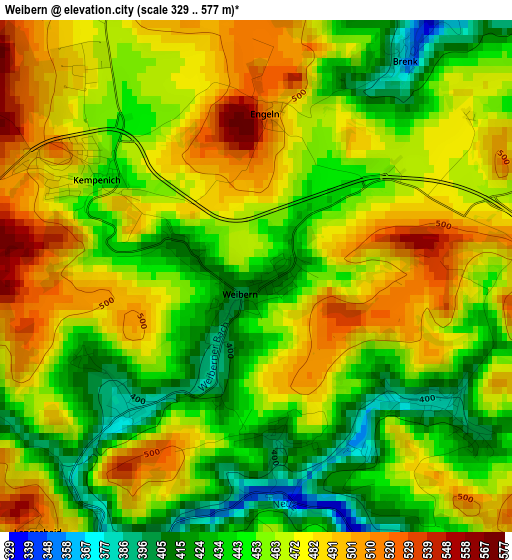 Weibern elevation map