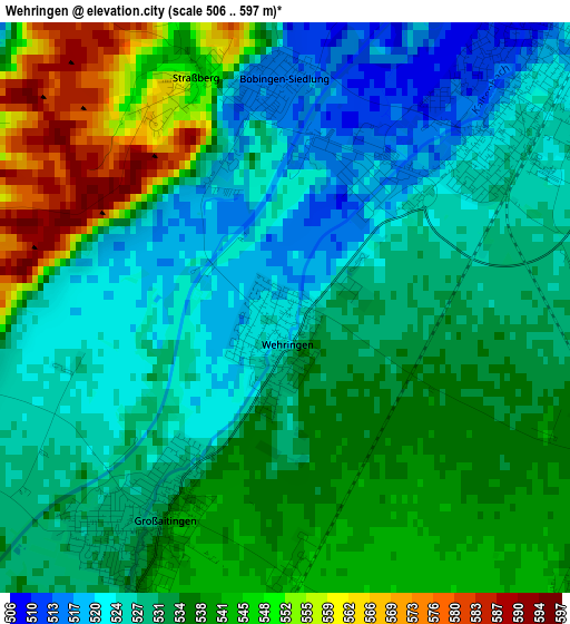 Wehringen elevation map